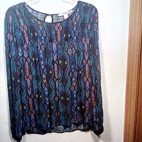 Forever 21 Conceptions Blue Printed long sleeve blouse Size: S - Picture 12 of 12